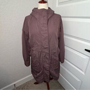 Lululemon Graced With Lace Laser Cut Floral Hooded Trench Coat Jacket